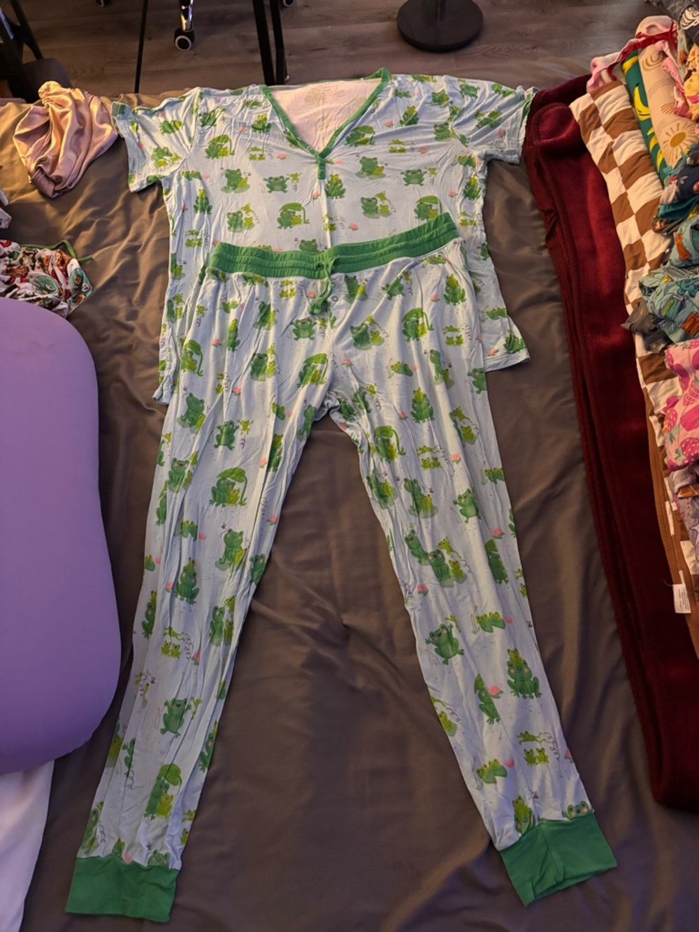 Little Sleepies Light Blue Pajama Set with Green Trim